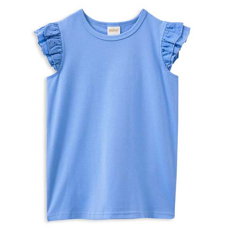 Milky Blue Broderie Frill Tee image number 0